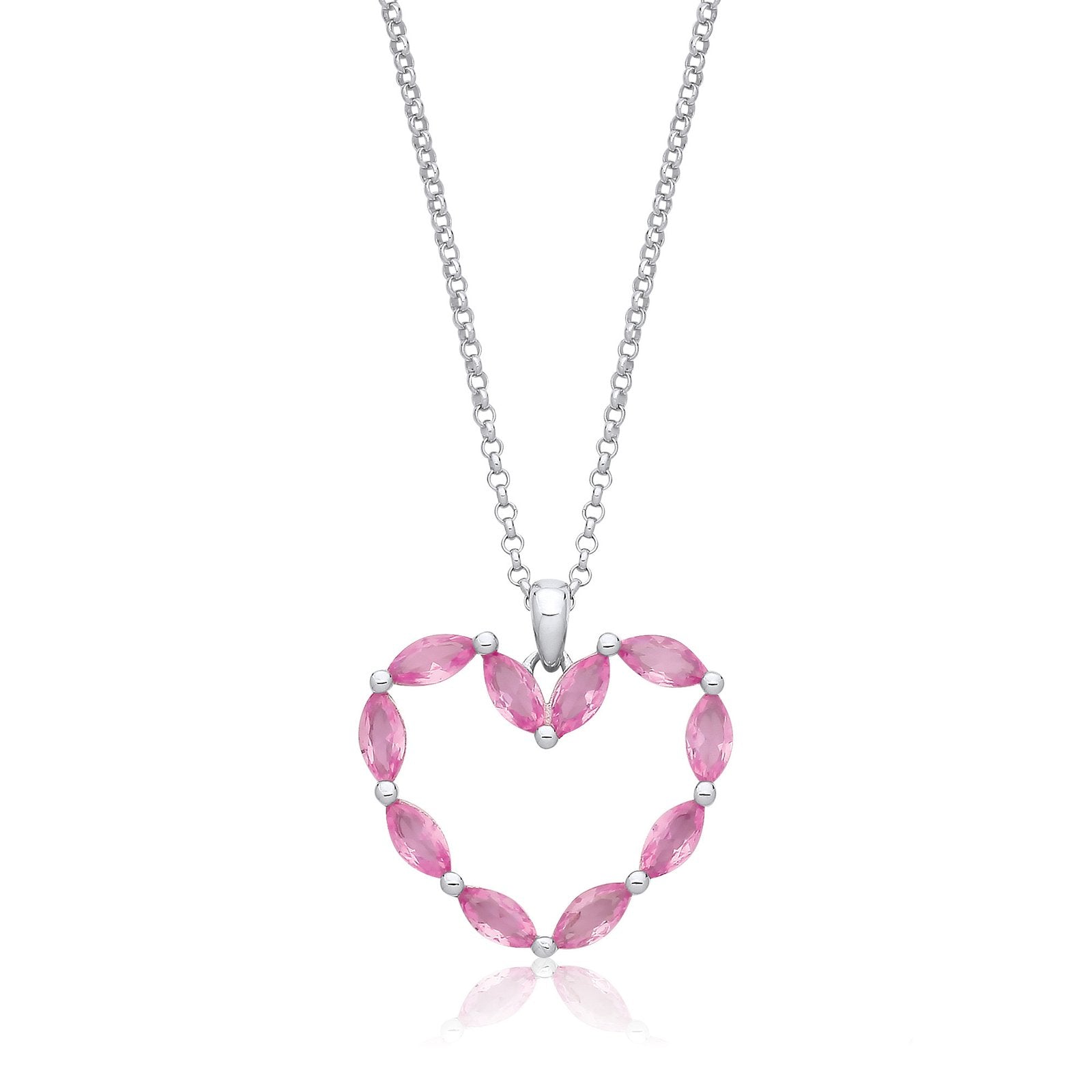 Pink Heart Silver Drop Necklace - Fine Necklace - Certified Authentic - Swiss Made - UK Stock – Luxury Jewellery by Im